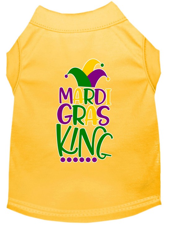 Mardi Gras King Screen Print Mardi Gras Dog Shirt Yellow XL